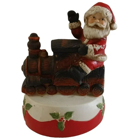 Vintage 1984 Enesco Santa Train Musical Box Ceramic Holiday Christmas Decoration - Picture 2 of 11